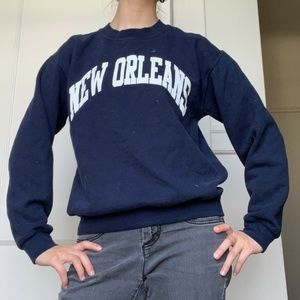 Navy Blue 'New Orleans' Crewneck Size Small Cotton Polyester Blend